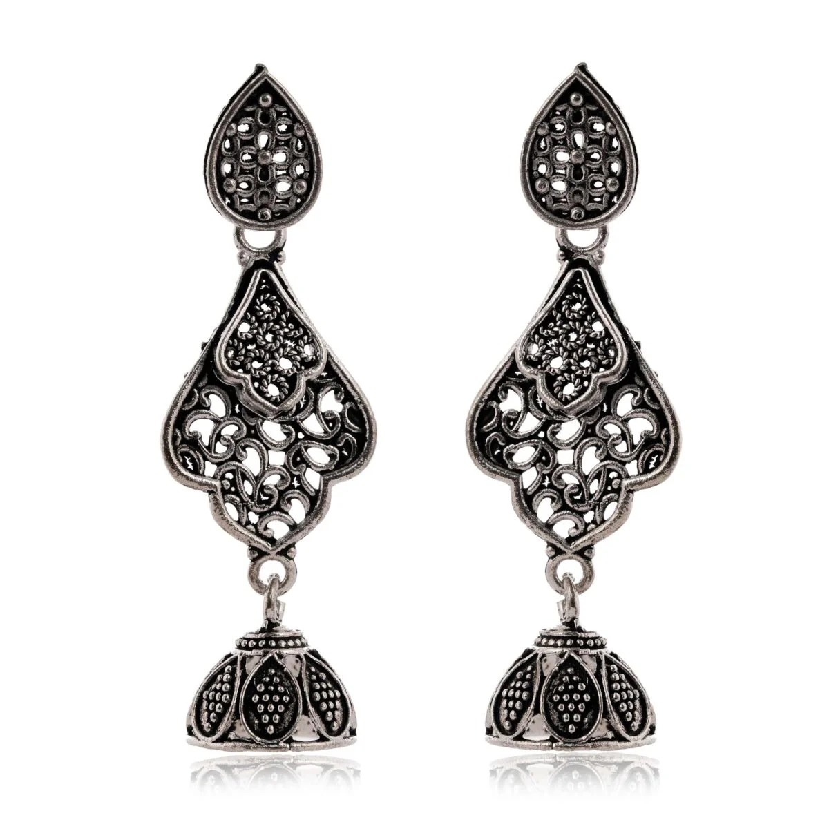 3 Pairs of beautiful Silver Beads Ethnic Tops with stone