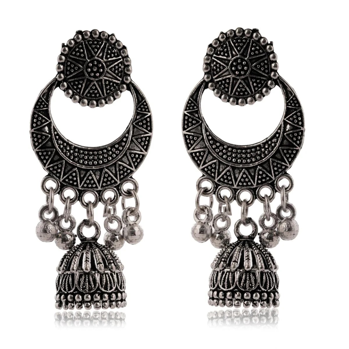 3 Pairs of beautiful Silver Beads Ethnic Tops with stone