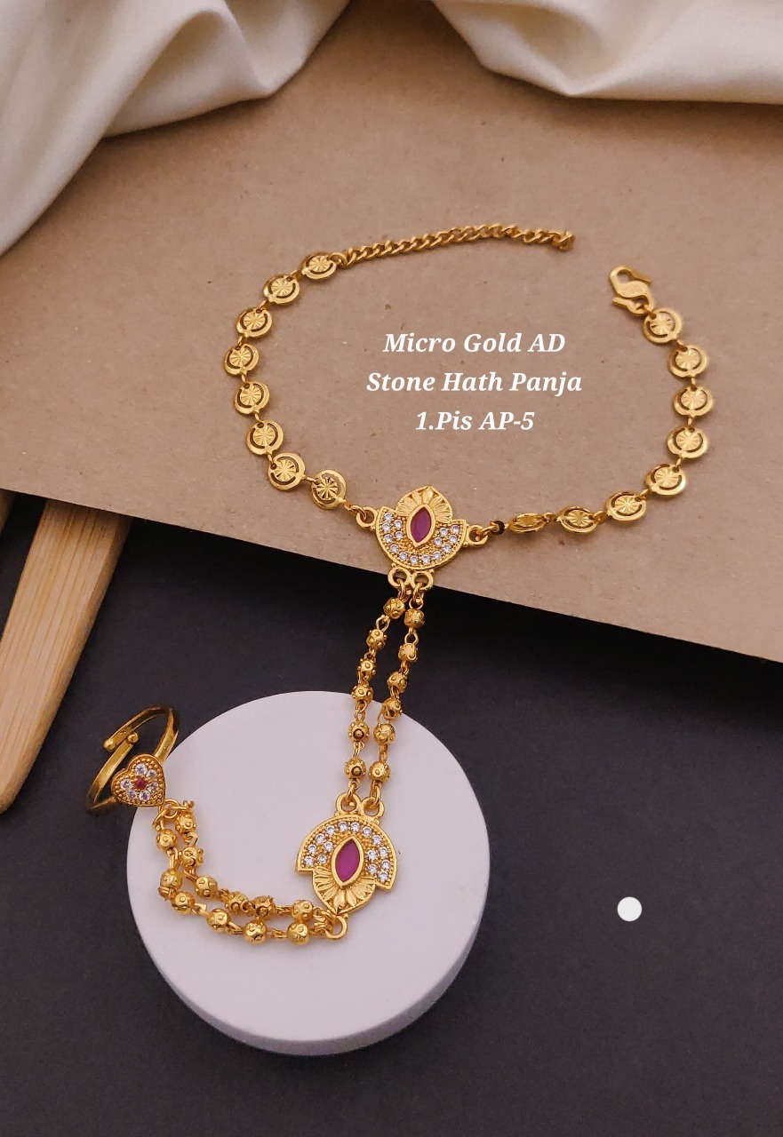 Micro Gold AD Stone Hath Panja (1 Piece)