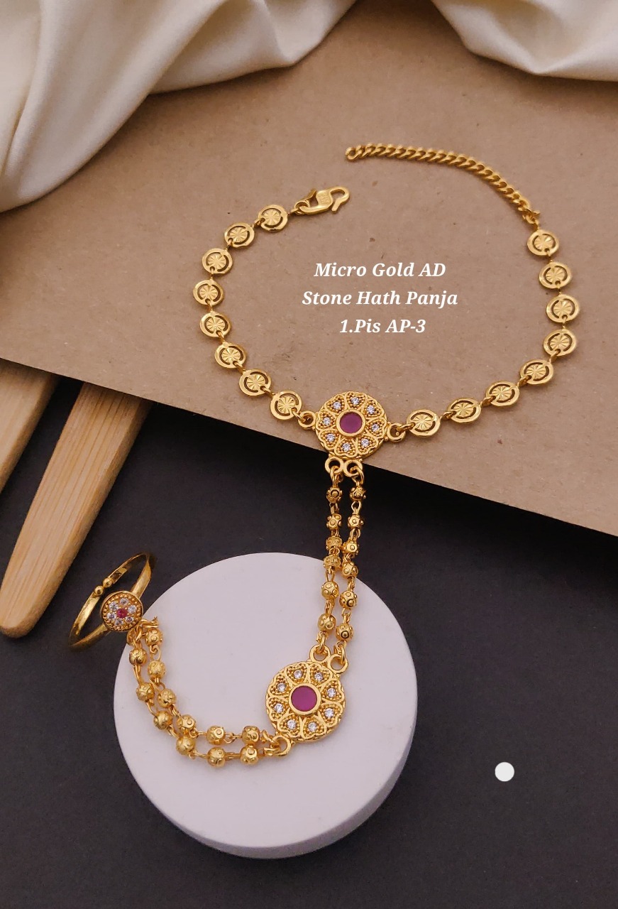 Micro Gold AD Stone Hath Panja (1 Piece)
