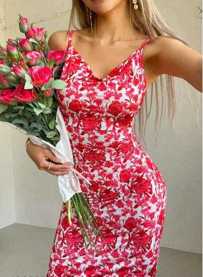 Urbane Feminine Women WHITE & RED FLORAL� Dresses