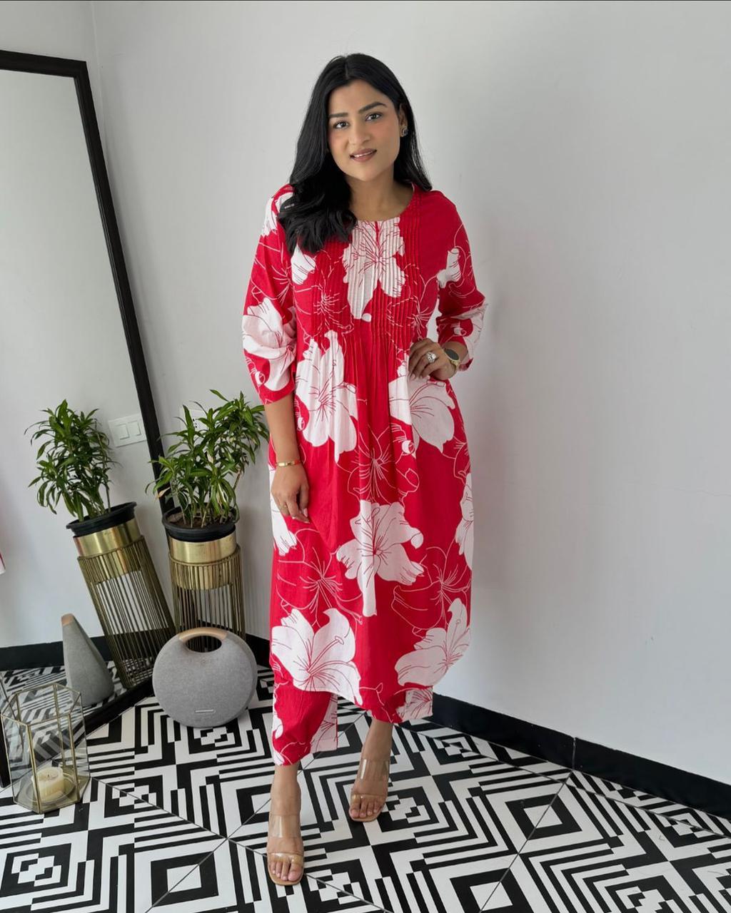 Floral Bloom A-Line Kurta Set 