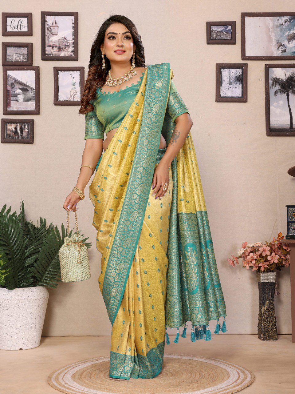 Handloom Tissue Silk Sarees with all over Zari Weaving Designs