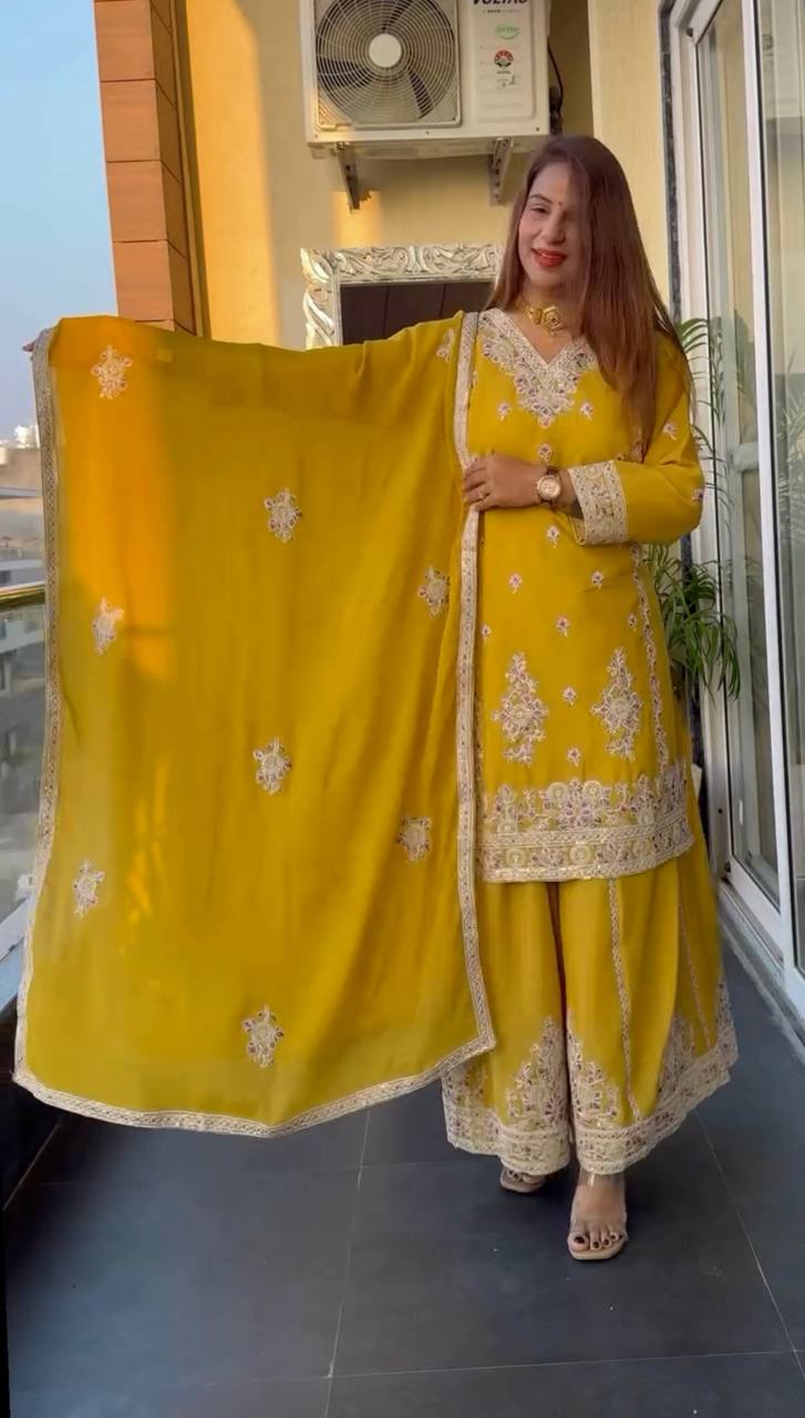 Chinnon Silk Embroidered Palazzo Set