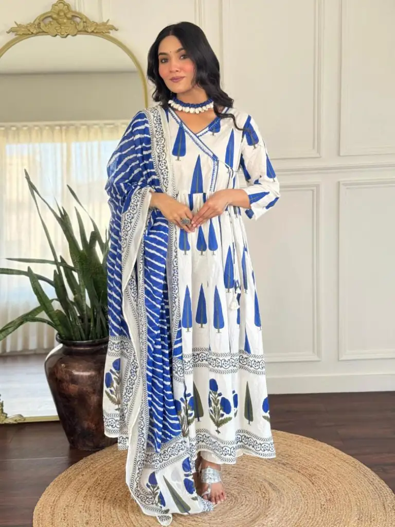 Lahriya Cotton Anarkali Set