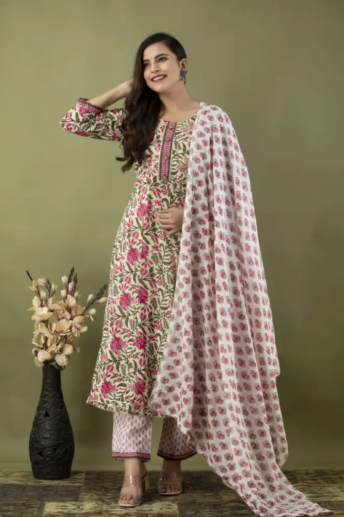  Blossom Charm Cotton Kurta Set
