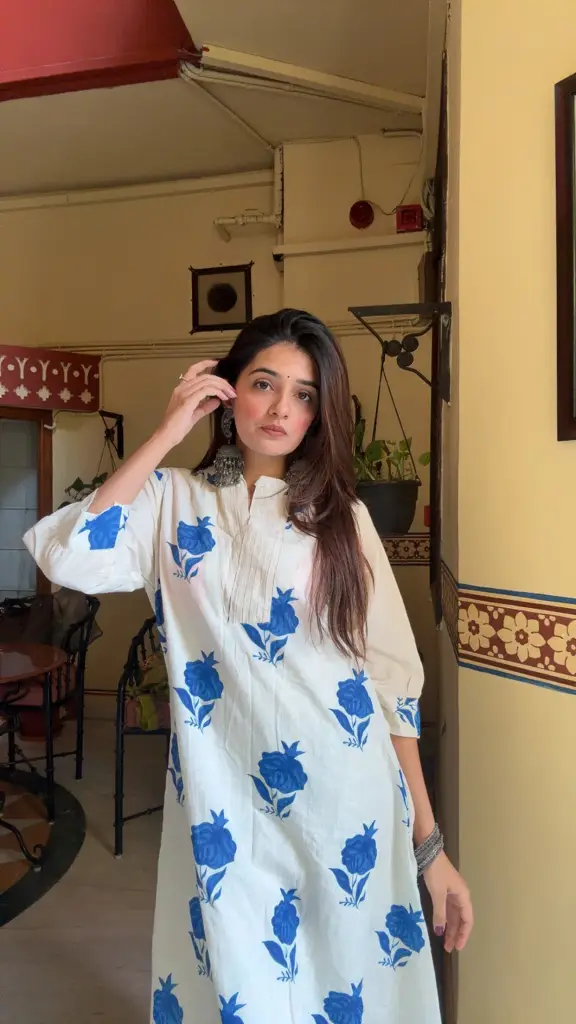 Elegant Cotton Flex Floral A-Line Kurta Set