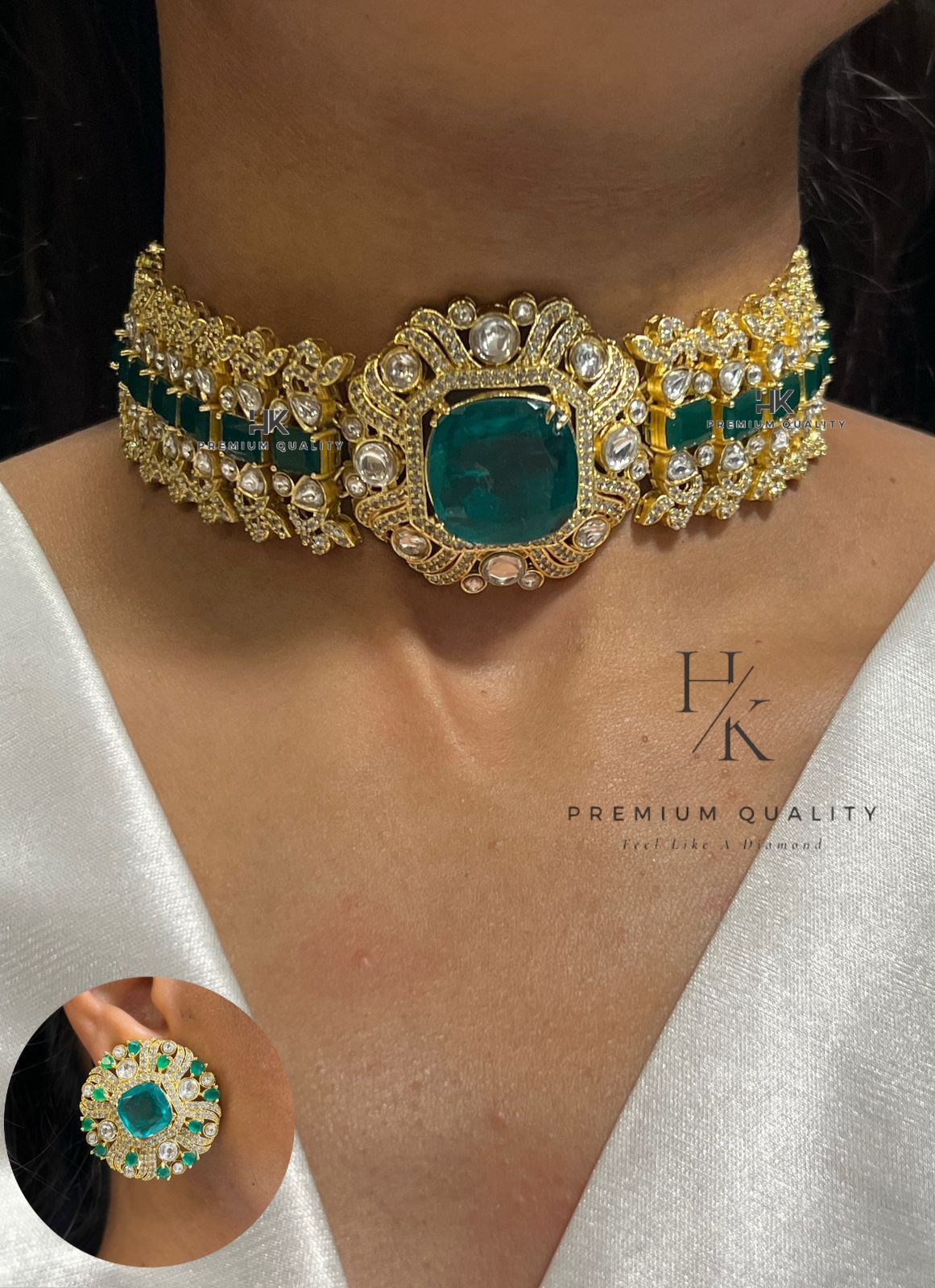 22ct Gold plating kundan necklace with jhumki earrings 