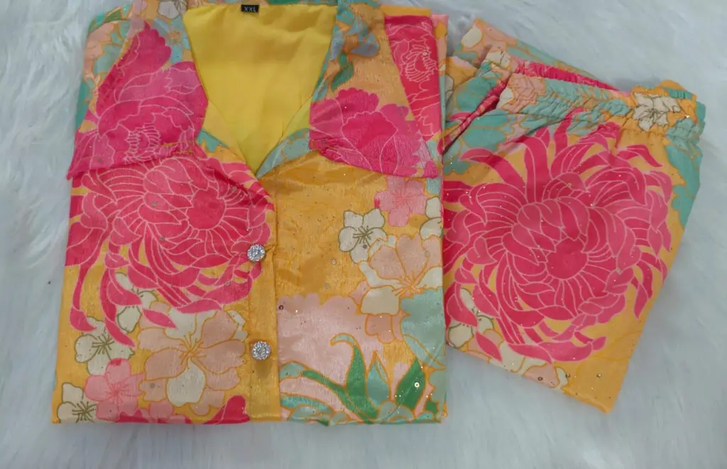 Multicolor Shimmer Tissue Silk Co-Ord Set 