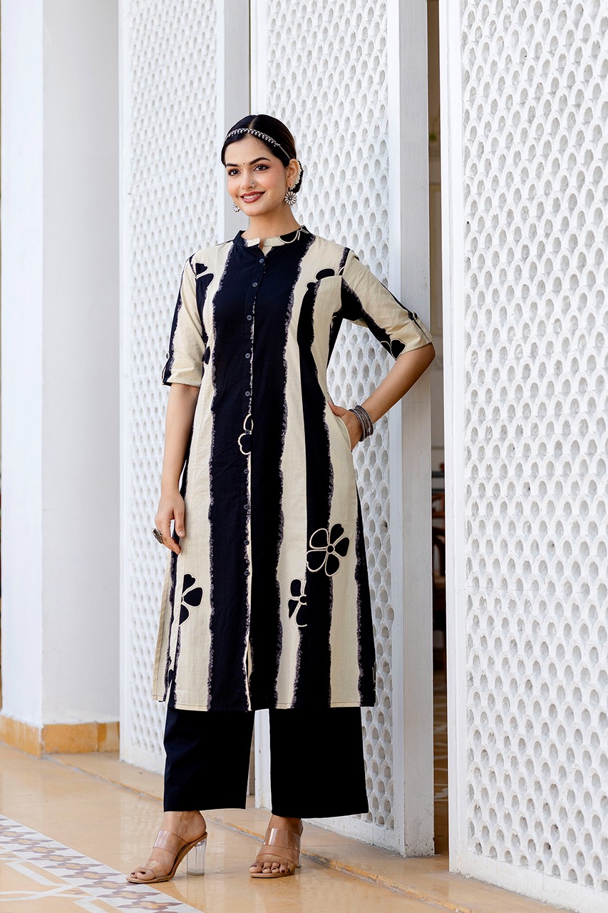  Striped  Print Kurta Set 