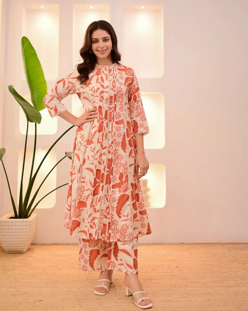 Elegant Summer Lace Kurti & Pant Set 