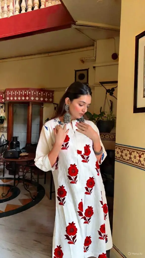 Elegant Cotton Flex Floral A-Line Kurta Set