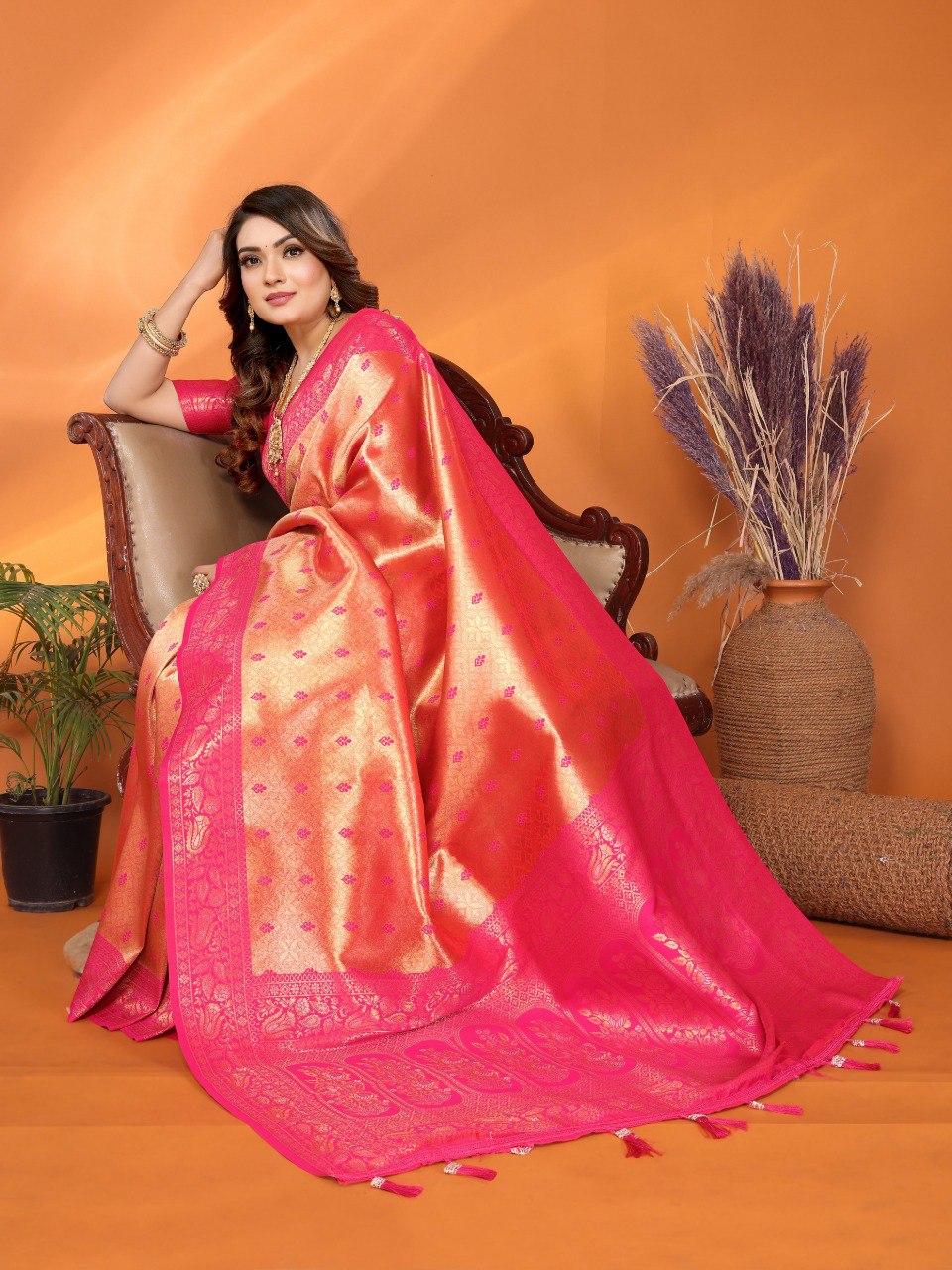 Handloom Tissue Silk Sarees with all over Zari Weaving Designs