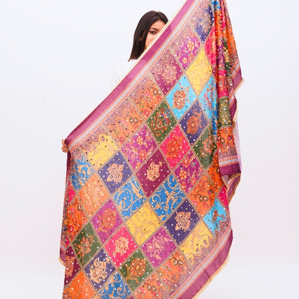 Luxury Poly Silk Digital Print with Sequin