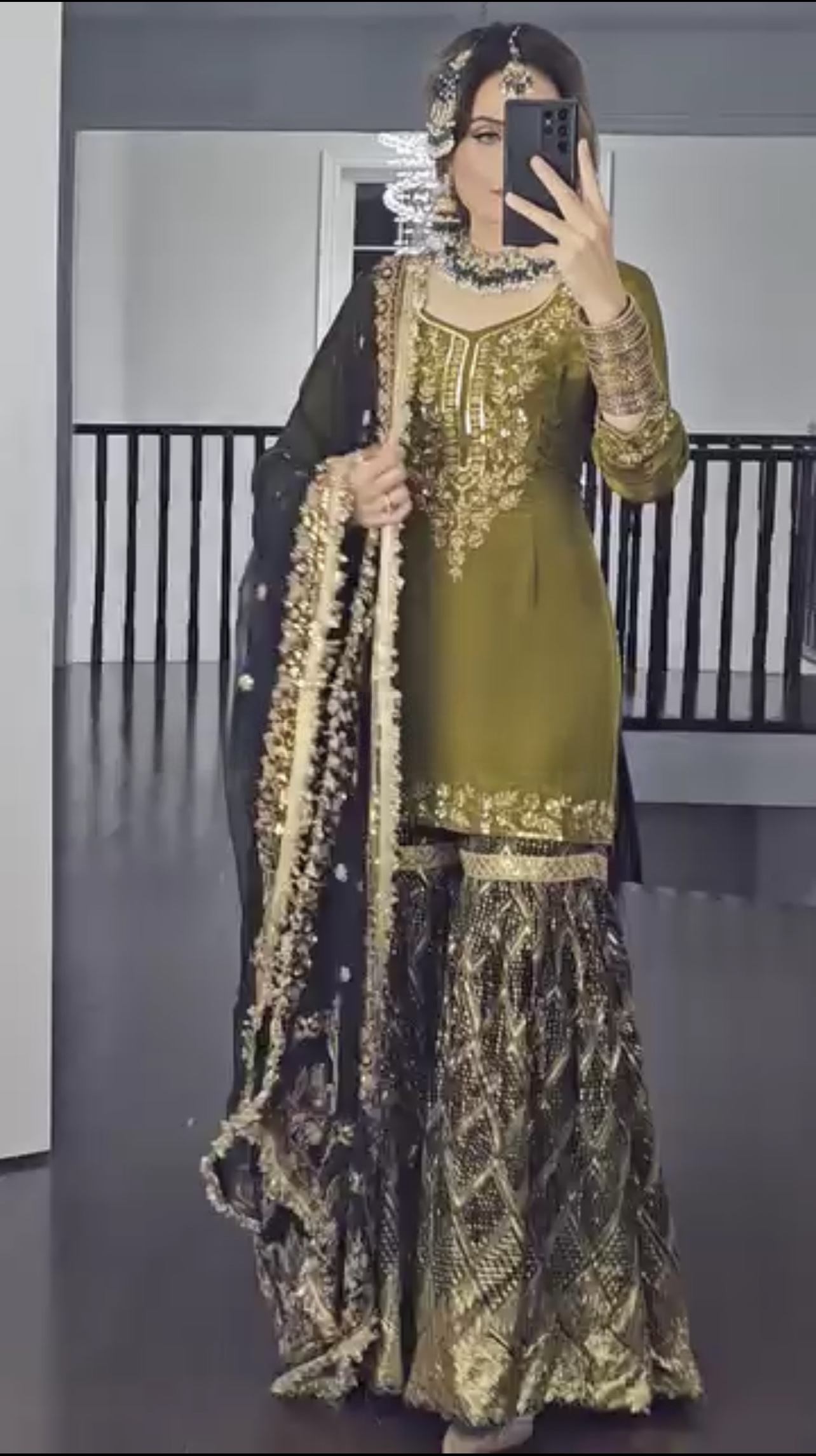 Elegant Heavy Chinon Silk Sharara Plazo Set
