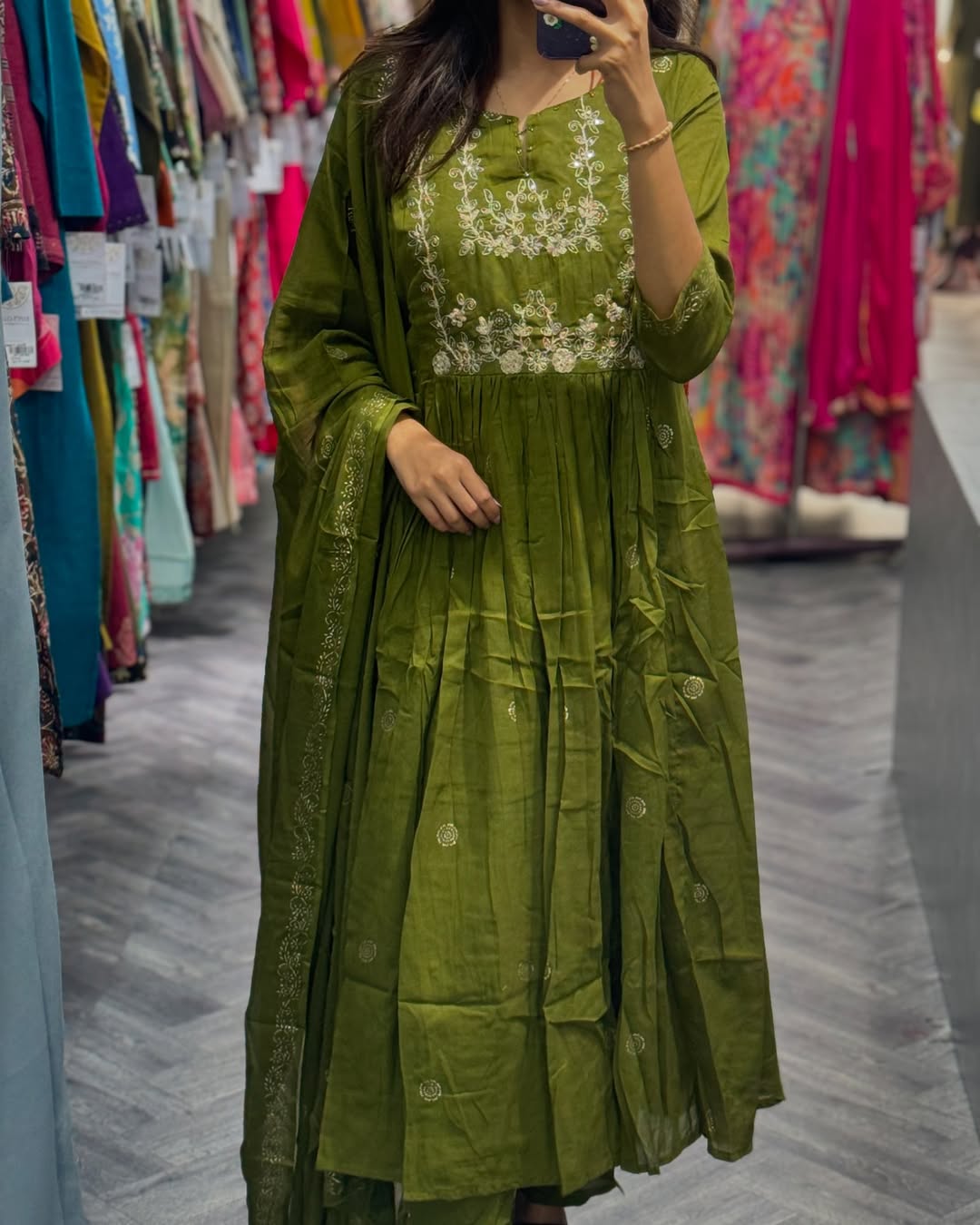 Graceful Embroidered Anarkali Kurta Set with Dupatta 