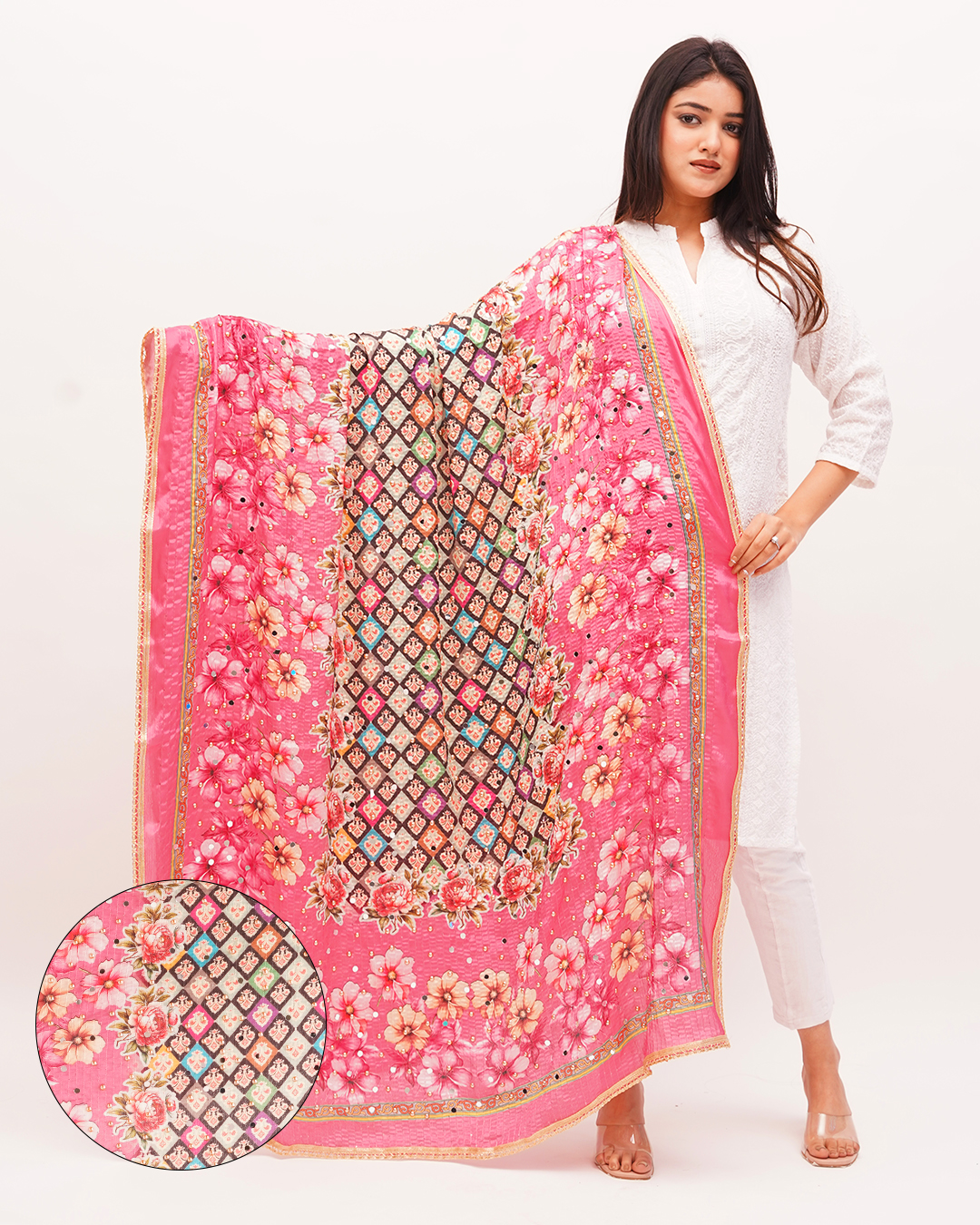 Luxury Poly Silk Digital Print with Sequin