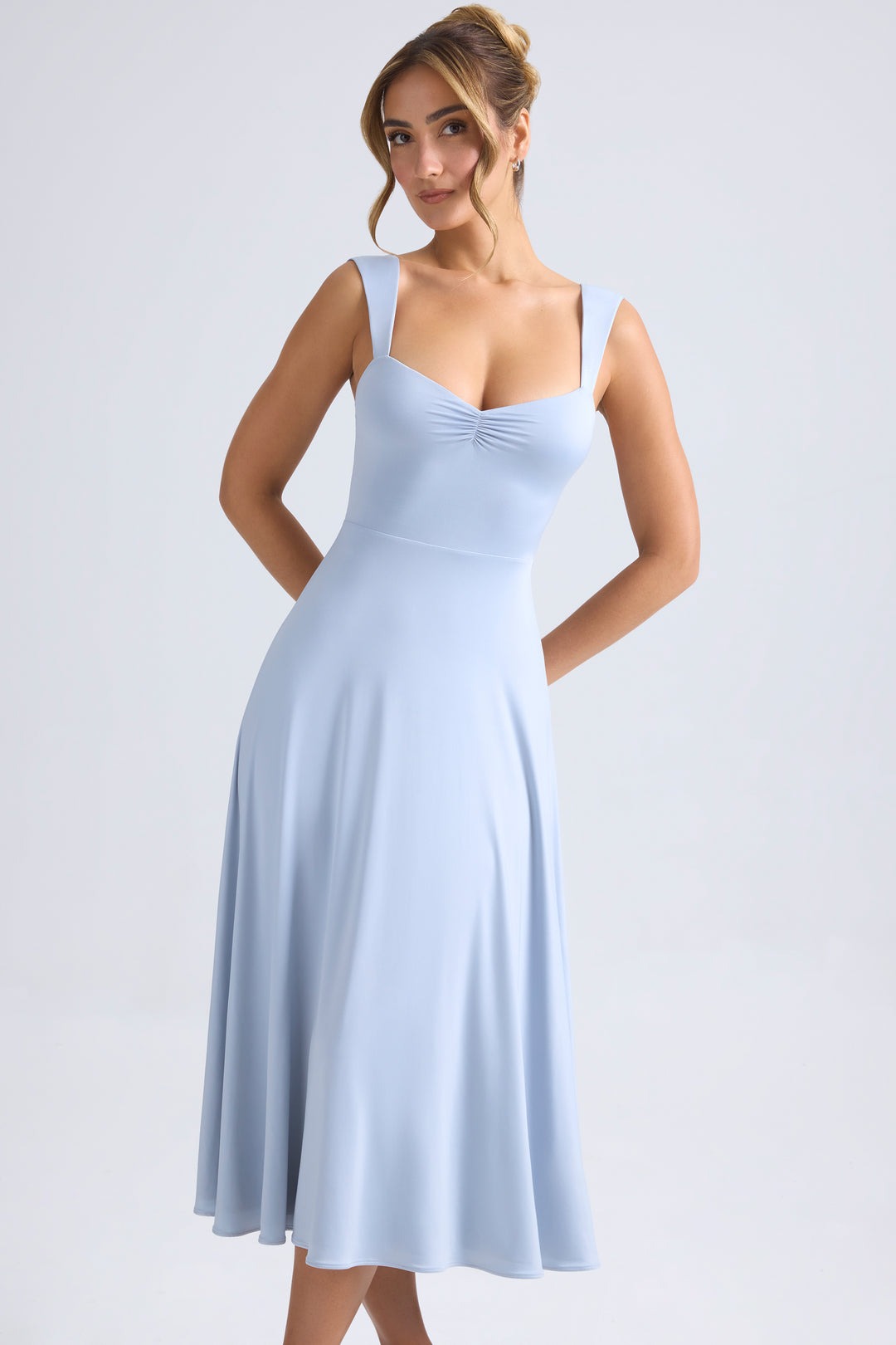 Sweetheart-Neck Ruched Midaxi Dress