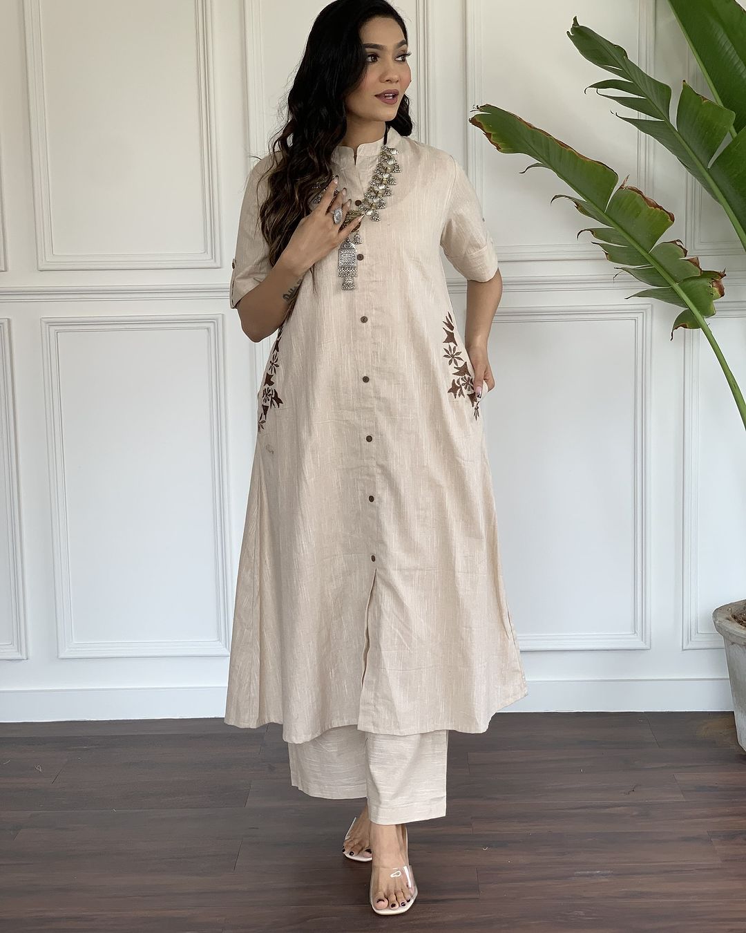 Ivory Elegance Embroidered   co- ord set