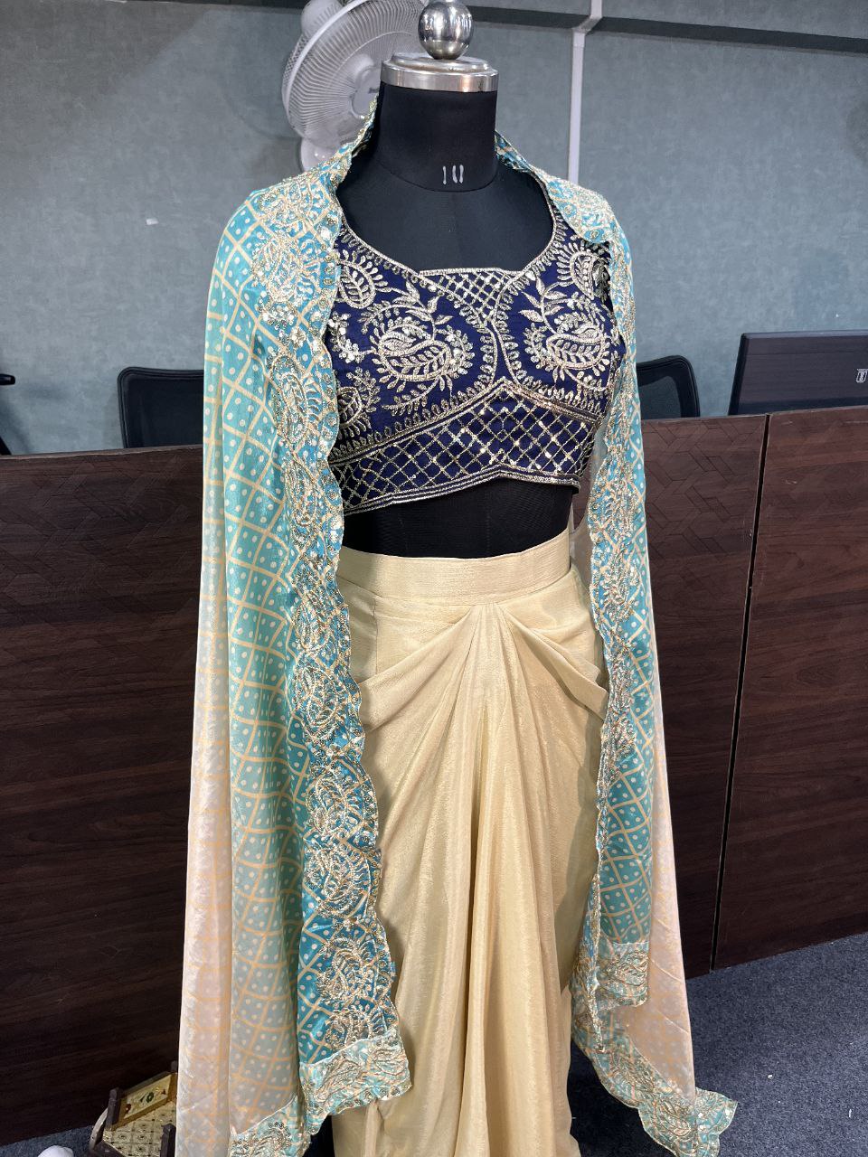 Ready-to-wear dhoti-style  choli, dhoti pants n shrug
