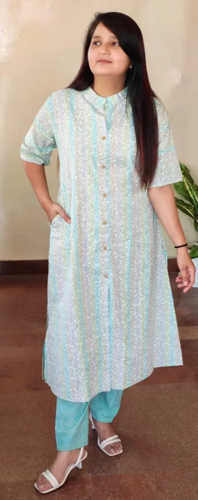 Sky Blue Striped Cotton Coord Set Breezy Everyday Style
