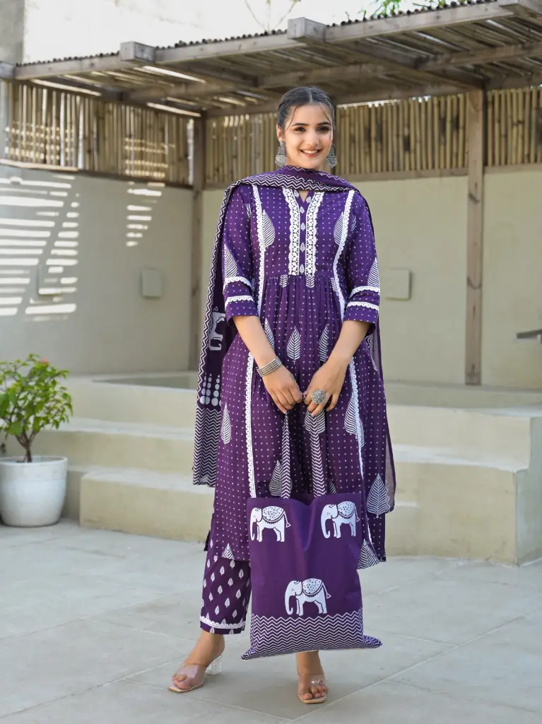 Jaipur Cotton Candy Naira Style Kurta Set with Bag