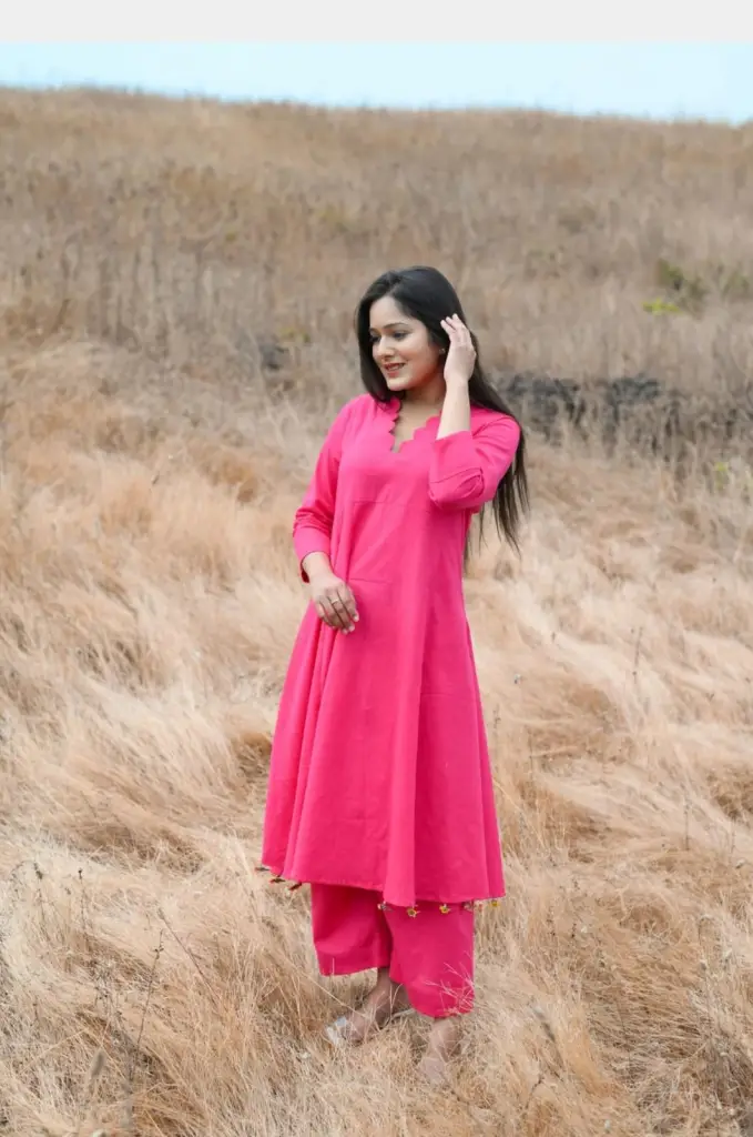 Magenta Tassel Kurta Set 