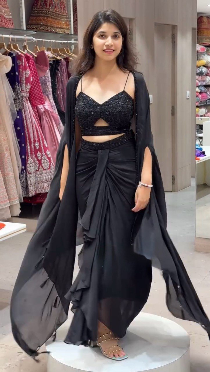 Ready-to-wear dhoti-style  choli, dhoti pants n shrug