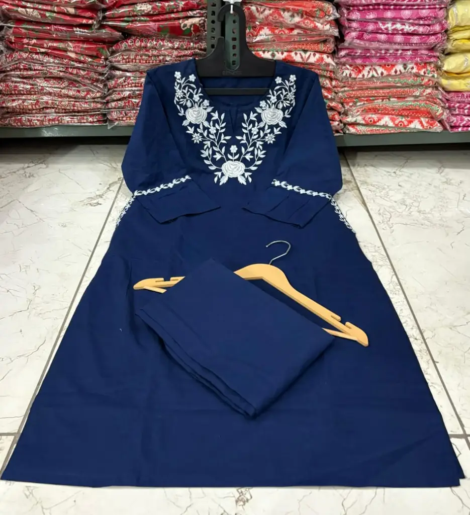 Embroidered Cotton Pant Set