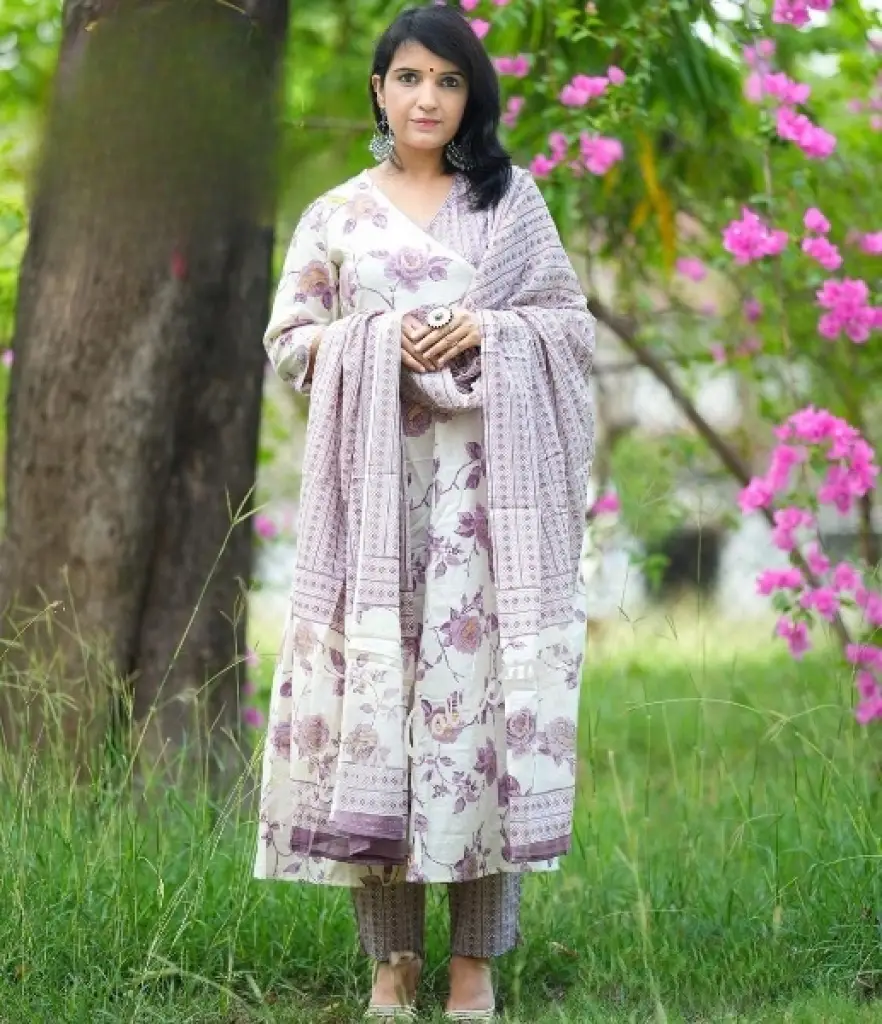 Jaipuri hand block print anarkali style kurta