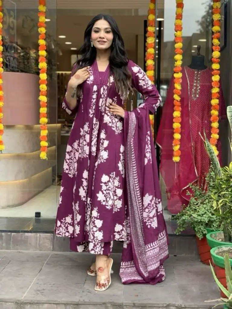 Festive Grace Anarkali 3-Piece Set 