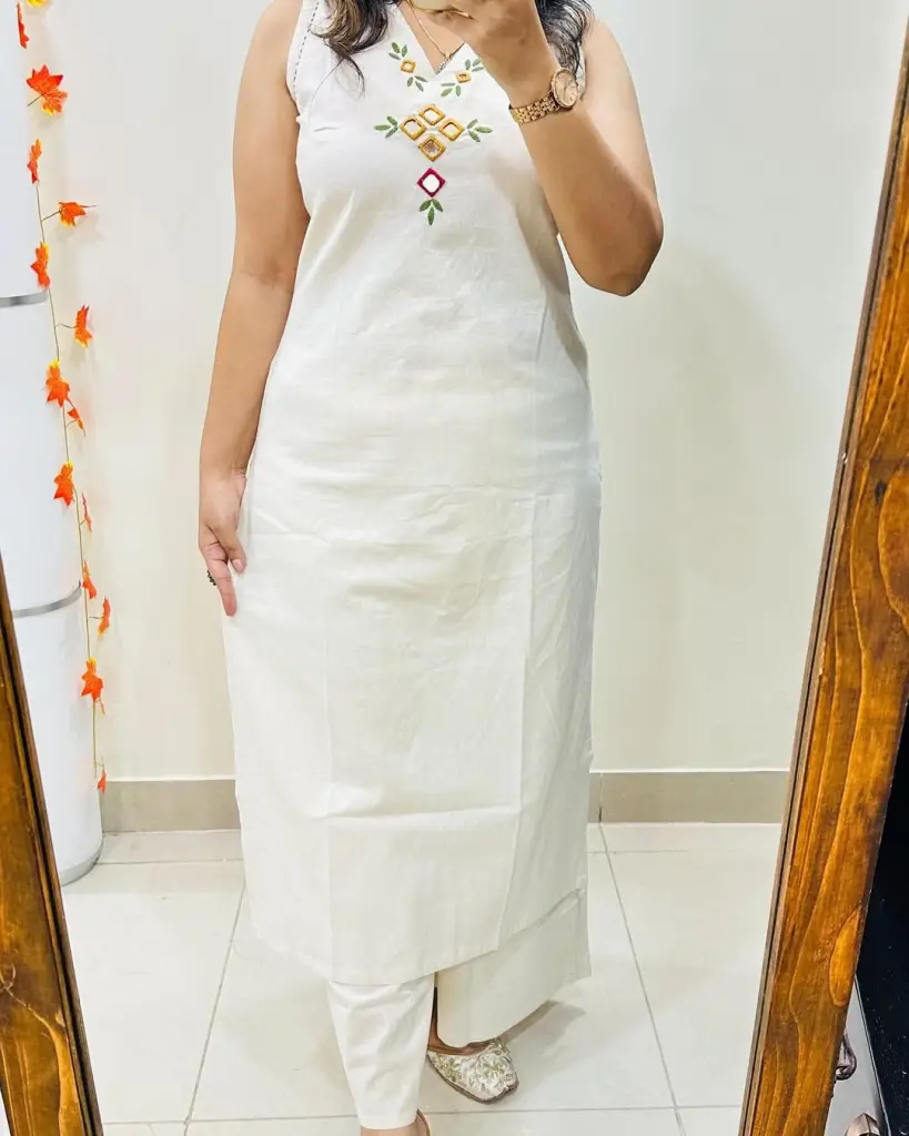 White Cotton Kurta Set