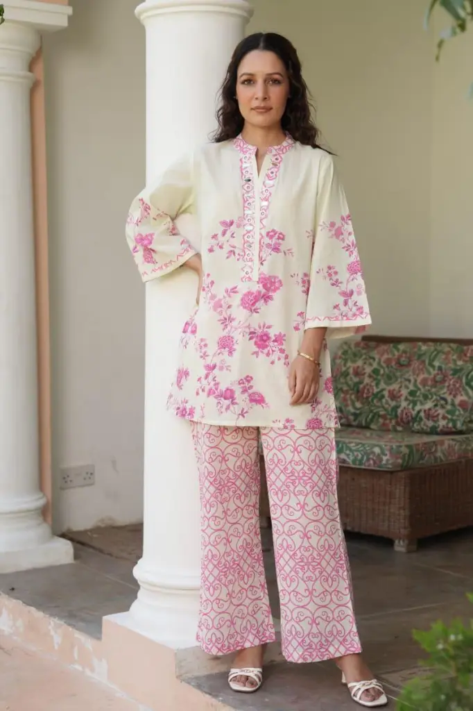 Embroidered Pure Cotton Printed Co-ord Set
