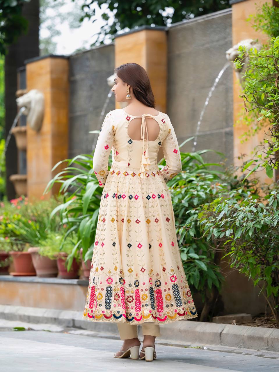 Alia cut Anarkali suit made from pure Chinon silk