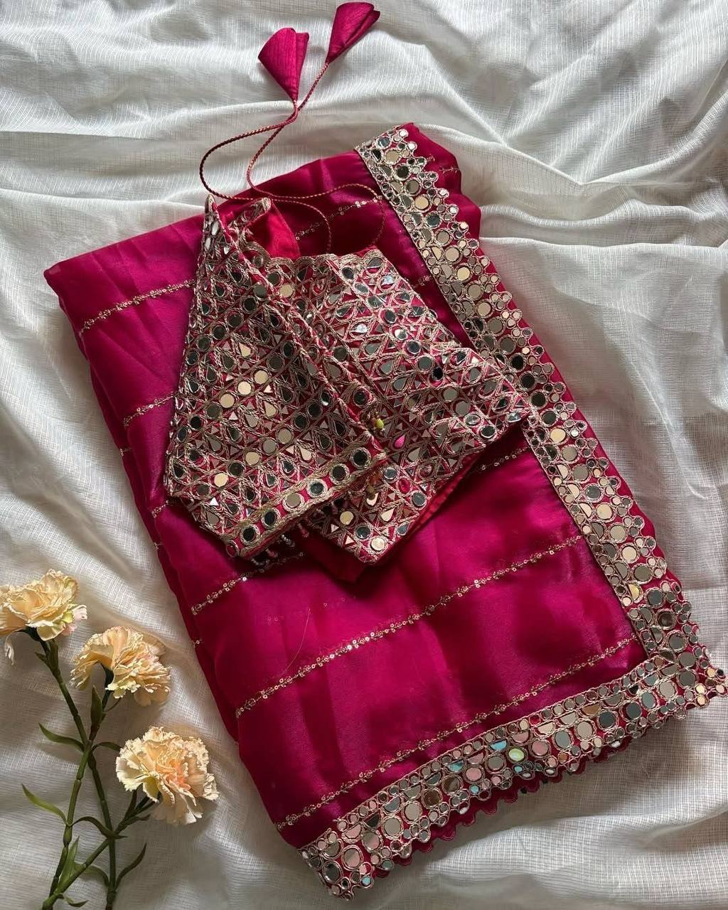 Geemichu Silk Saree in a captivating Laheriya pattern
