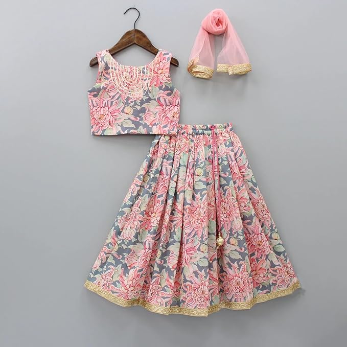 Blush Bloom Kids Floral Lehenga Choli Set with Dupatta