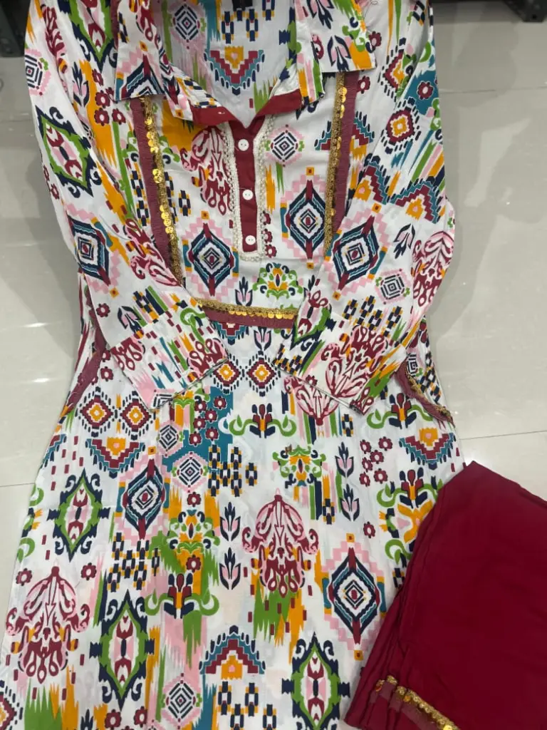 Multicolor Festive Lace Kurta Set