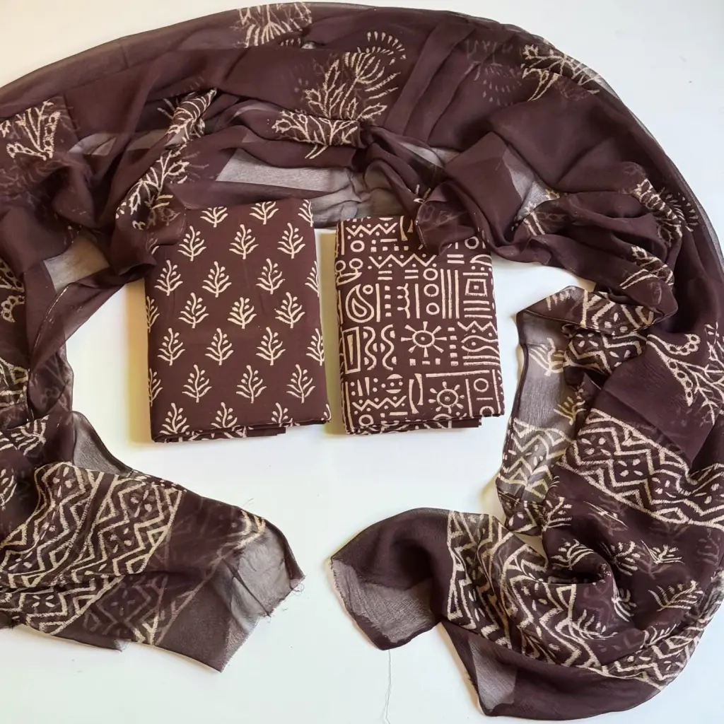 Brown  Pure cotton suit Set