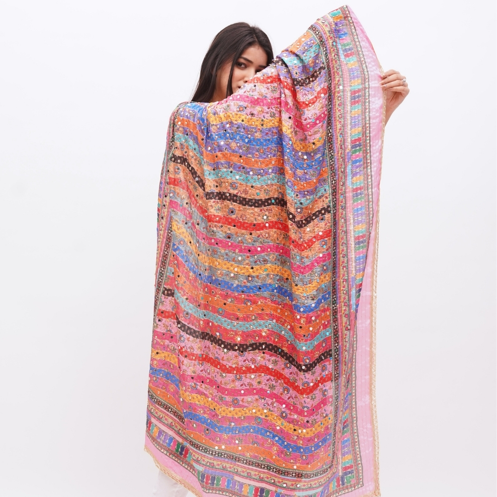 Luxury Poly Silk Digital Print with Sequin