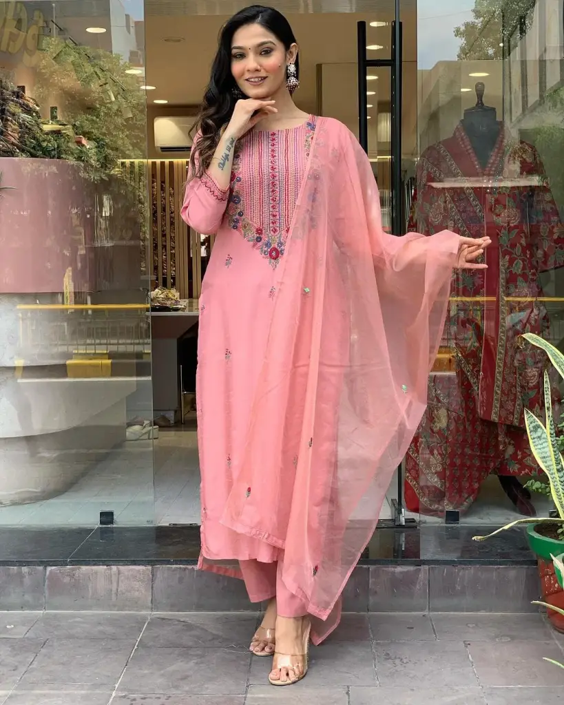 Pakistani Style Handworked Organza Suit Set