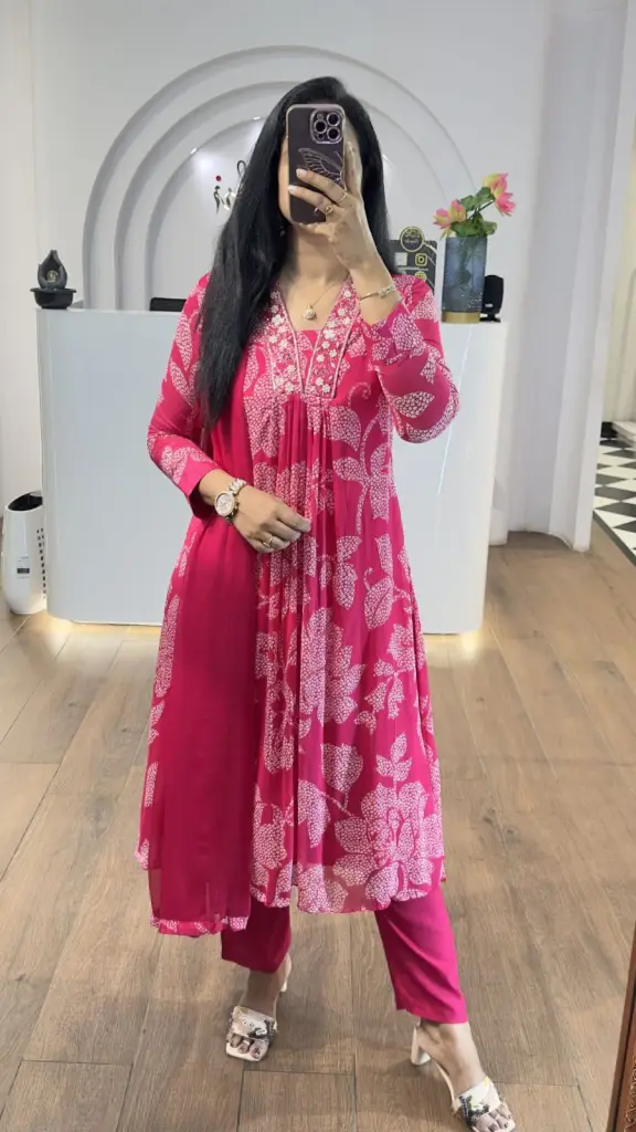 Festive Frock-Style Cotton Kurti Set 