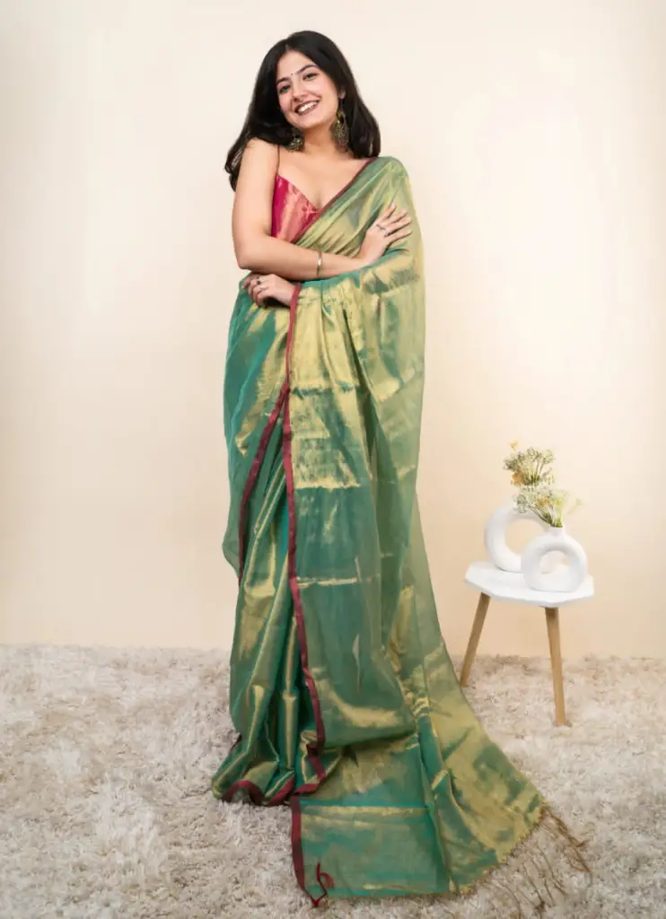 Green tissue silk saree