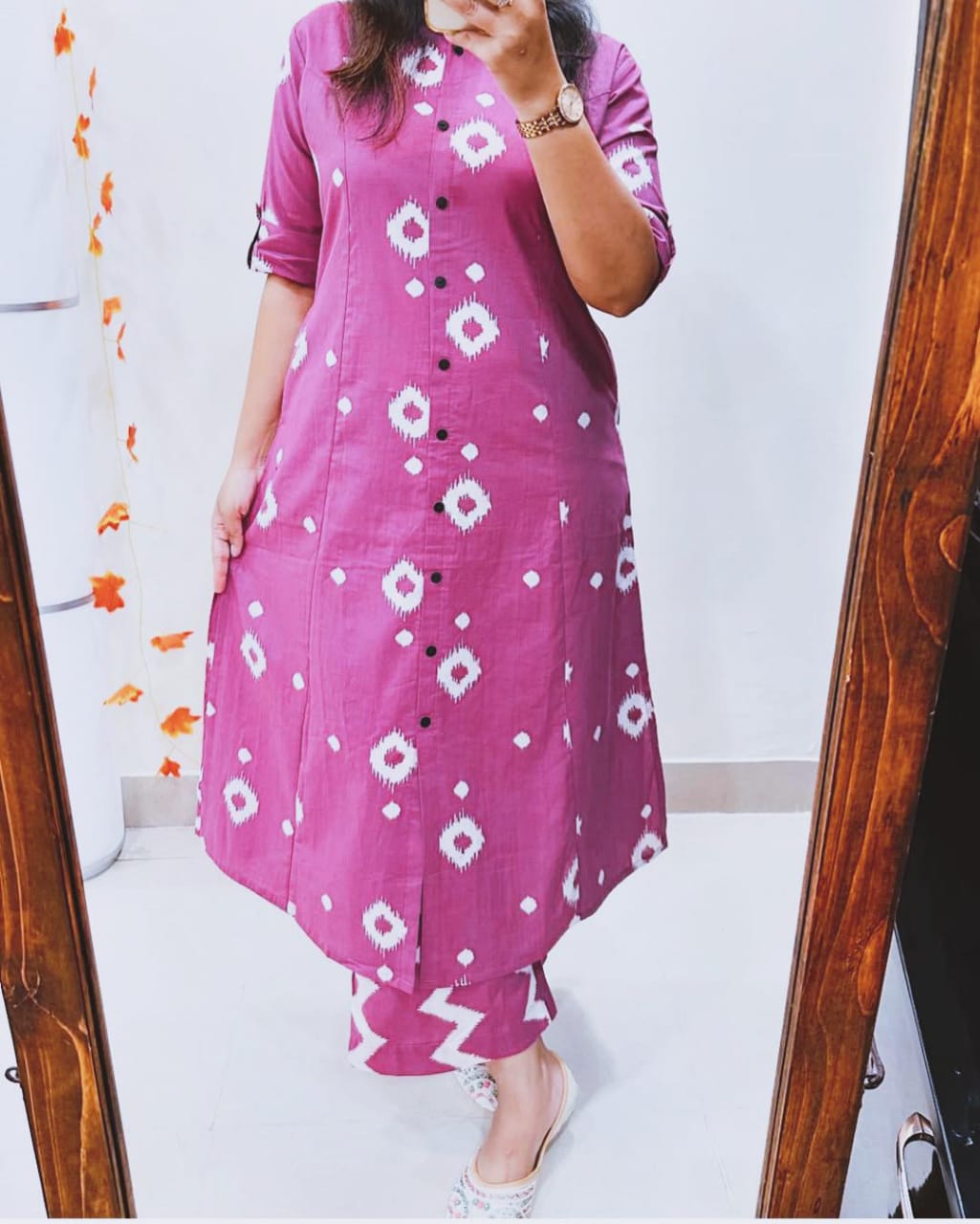  Ikat Print Kurta Pant Set for Women