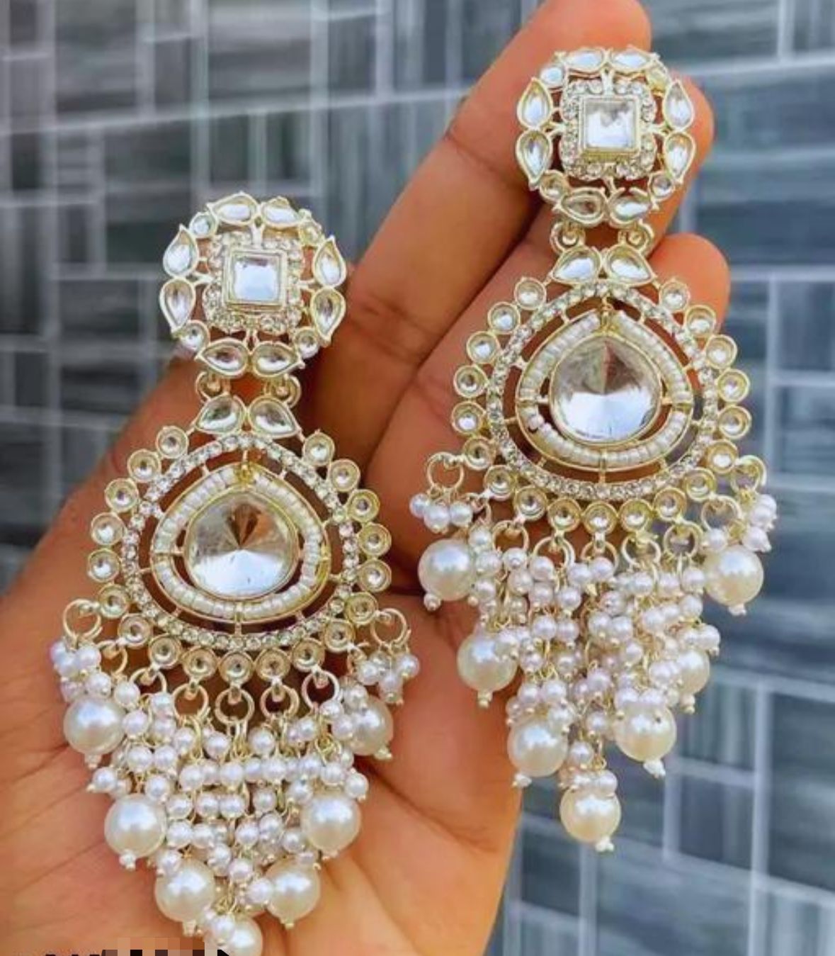 Traditionally white beads earings