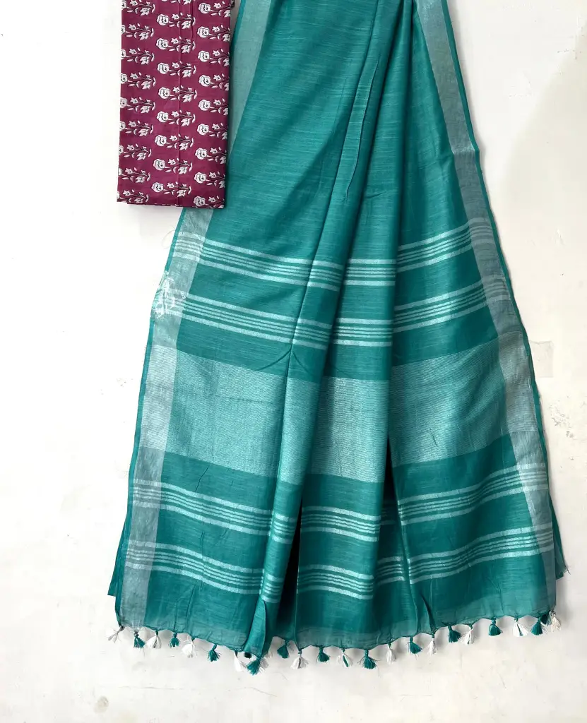 Handloom  sea green  Saree