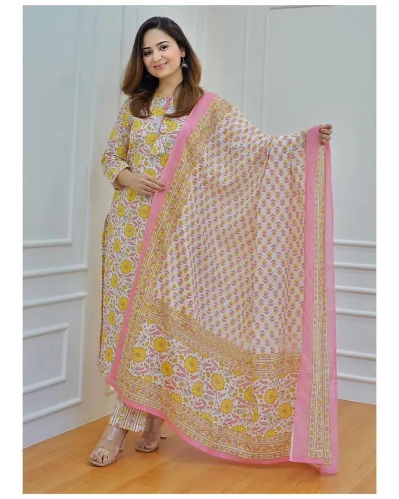 Sunshine Blossom Cotton 3-Piece Suit