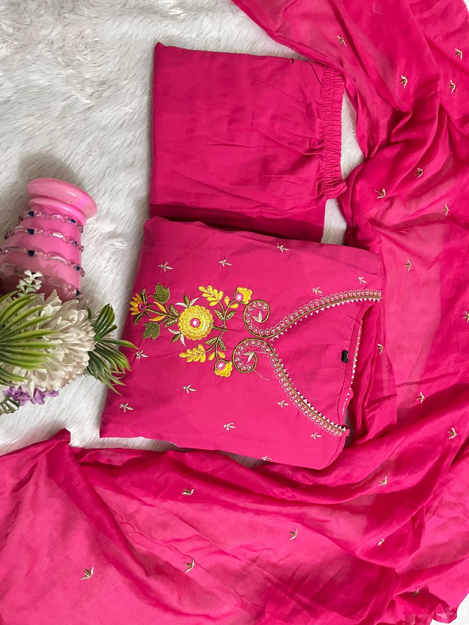Beautiful pure cotton kurti pant dupatta set