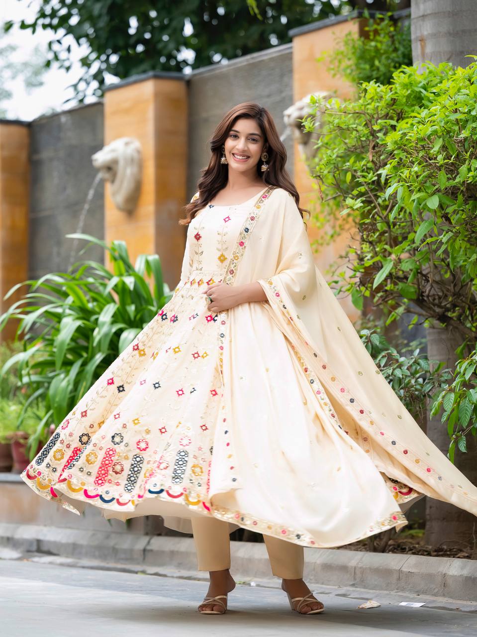 Alia cut Anarkali suit made from pure Chinon silk