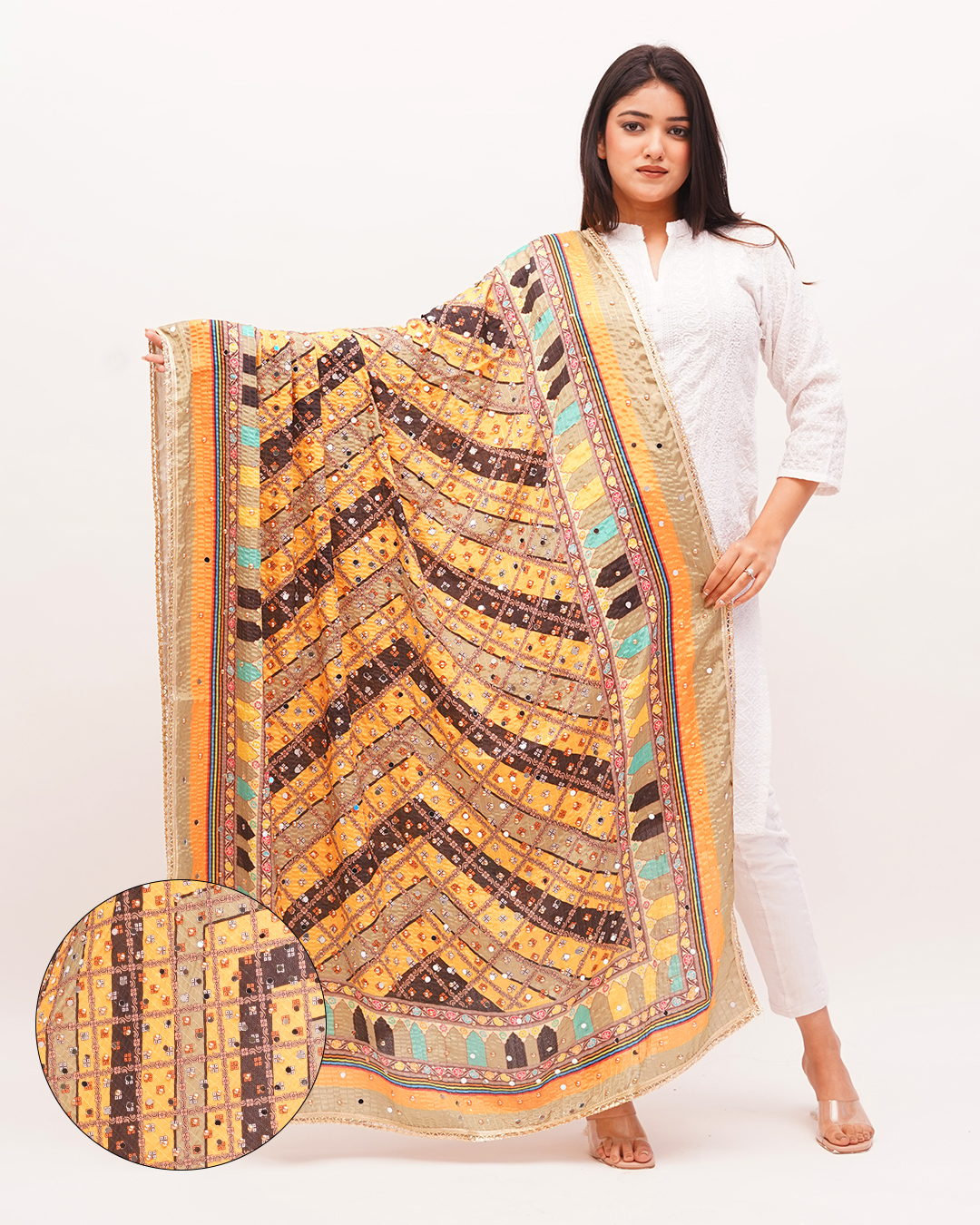 Luxury Poly Silk Digital Print with Sequin