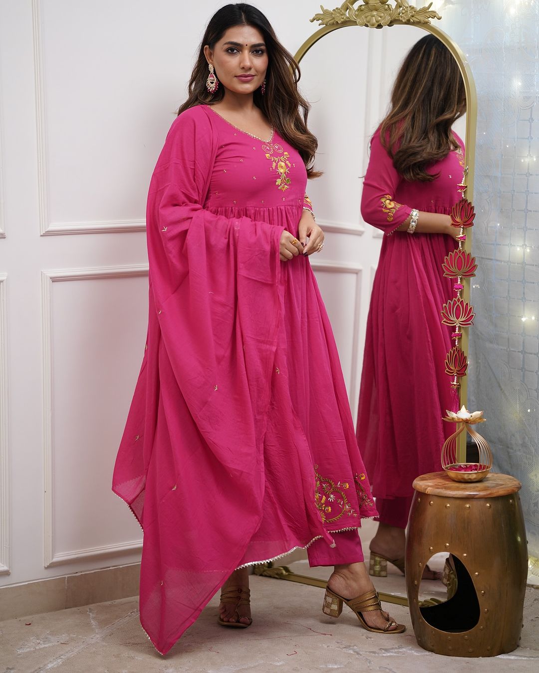 Beautiful pure cotton kurti pant dupatta set